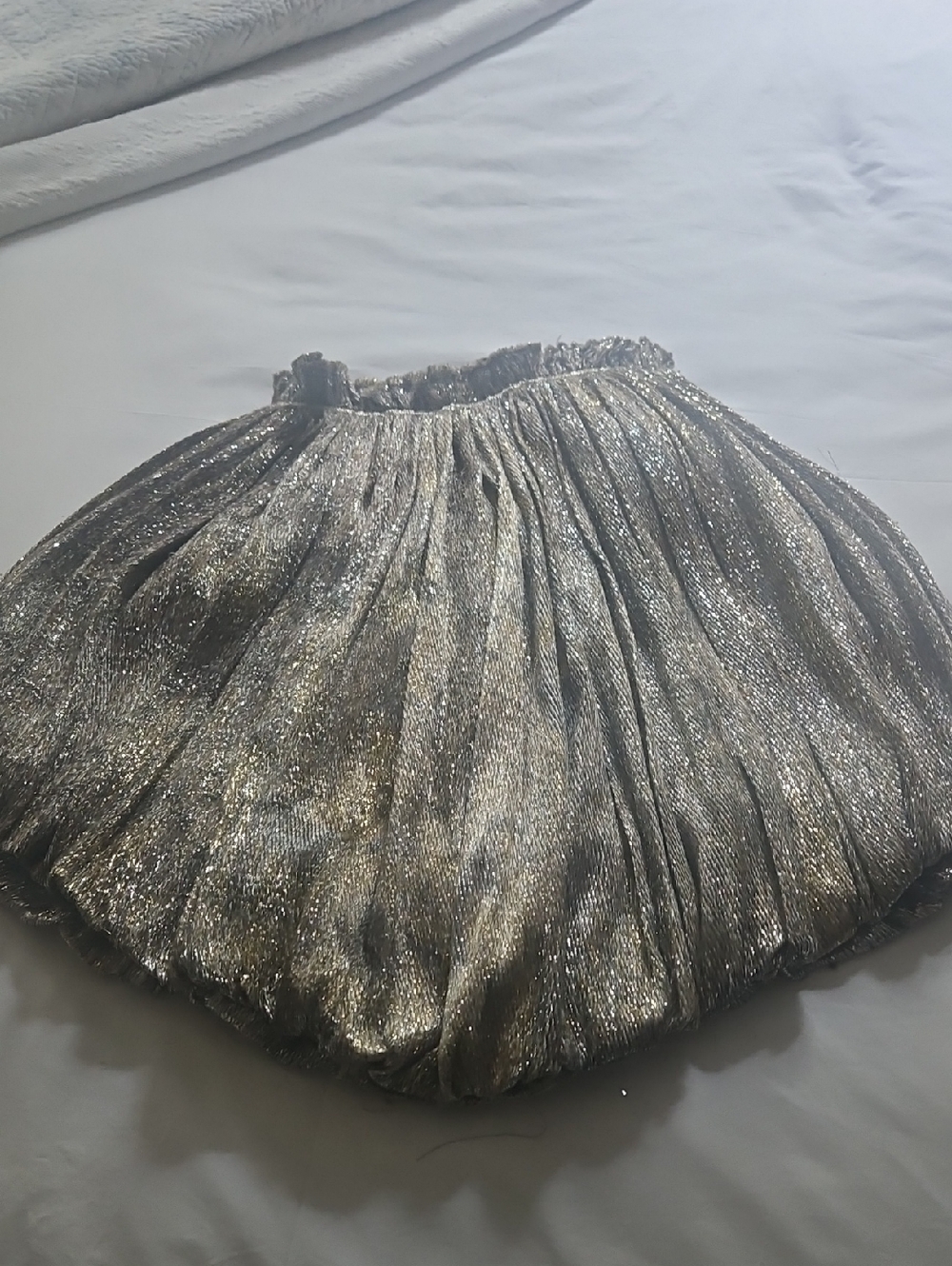 Zac Posen Metallic Silver Pleated Skirt